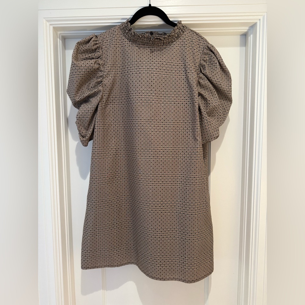 Zara Polka Dot Plaid Mini Dress